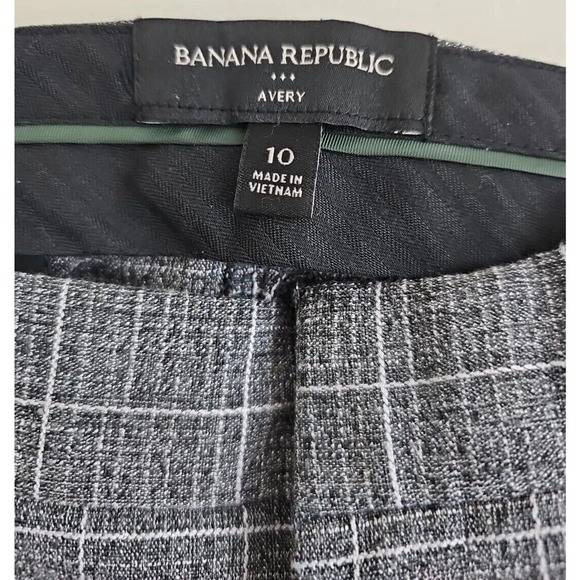 Banana Republic ~Women Size 10~ Gray Plaid Print "Avery" Ankle Pants Stretch. - Picture 3 of 12